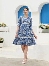 Women's Tropical Printed Cotton A-Line Dress-DRSOCEAN